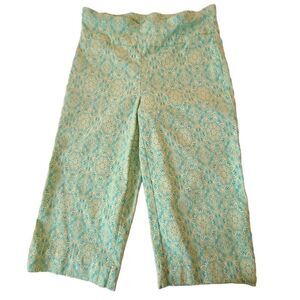 Counterparts Womens Turquoise Yellow Print Capri Small